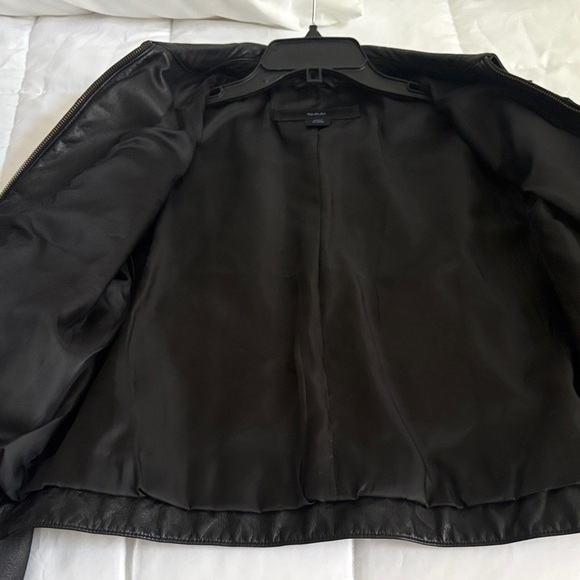 GAP Womens Black‎ Leather Jacket L - Picture 7 of 8